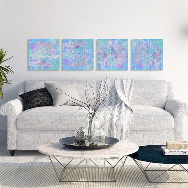 Soft Hues of Blues I Abstract Motif Textured Look Metal Print (WALL GROUPINGS COLLECTION)