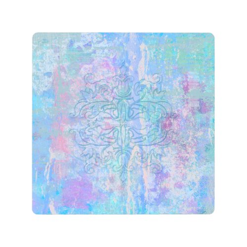 Soft Hues of Blues IV Abstract Motif Textured Look Metal Print