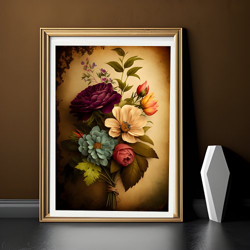 Soft Hues Vintage Flowers Poster