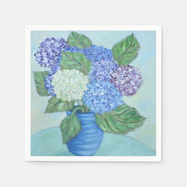 Soft Hydrangeas In A Vase Napkins (Front)
