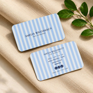 Soft ice blue elegant striped Business Card