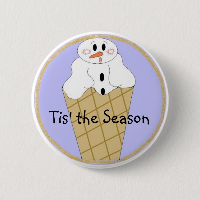 Soft Ice Cream Snowman Button (Front)