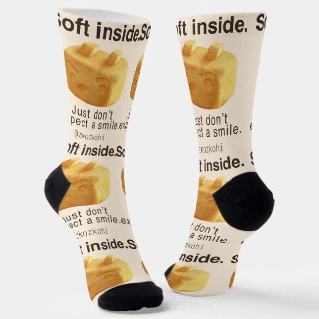 Soft Inside: Iron T Pineapple Cake Funny Quote Art Socks (Angled)