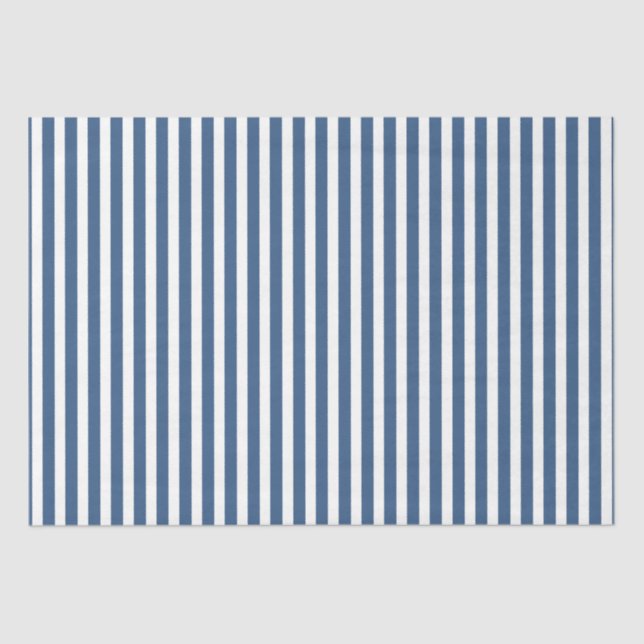 Soft Iris Blue and White Cabana Stripe Pattern Tissue Paper (Front)