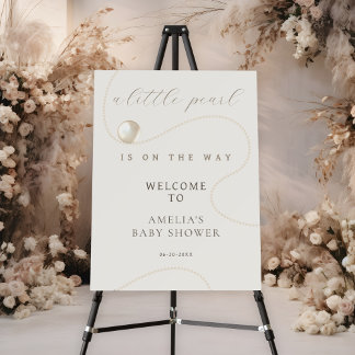 Soft Ivory Classic Pearl Baby Shower Welcome Sign