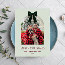 Soft Ivory Elegant Bow Family Christmas Photo