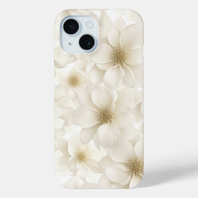 Soft Ivory Floral Abstract Case-Mate iPhone Case (Back)