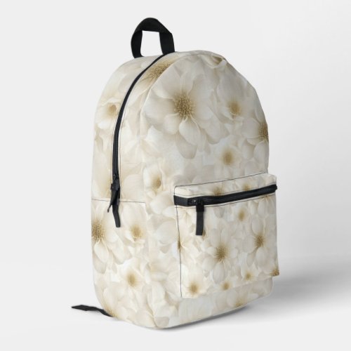 Soft Ivory Floral Abstract Printed Backpack