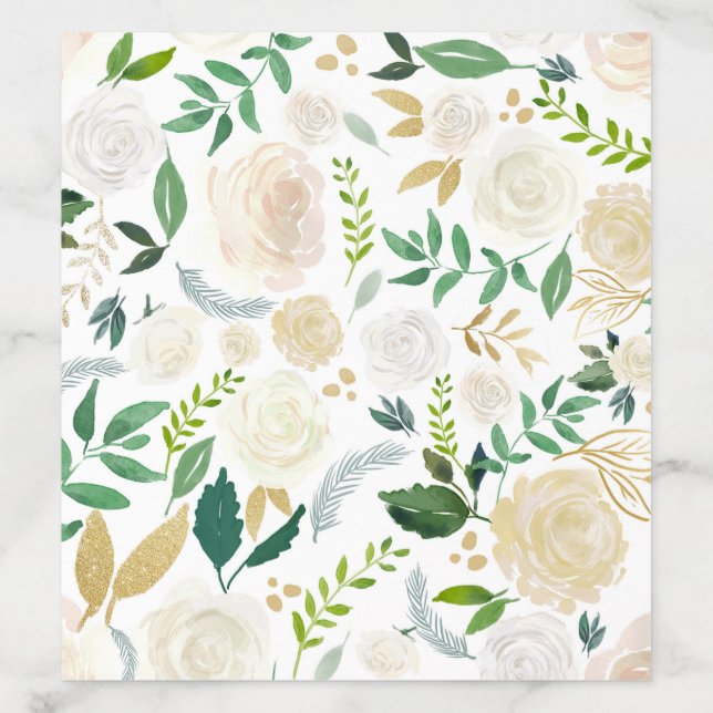 Soft Ivory Flowers and Greenery Pattern White Envelope Liner (Design)