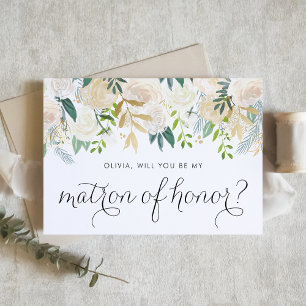 Soft Ivory Flowers Will You Be My Matron of Honor