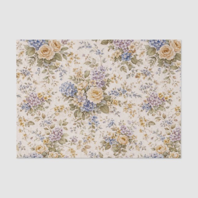 Soft Ivory Garden Bloom Tissue Paper (Front)