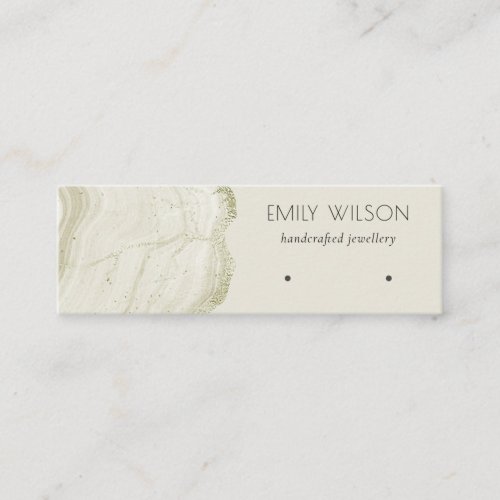 Soft Ivory Gold Agate Marble Stud Earring Display  Mini Business Card