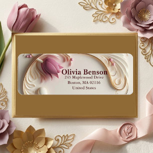 Soft Ivory Gold Ornate Baroque Tulip Grandeur Chic Label