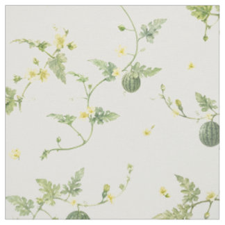Soft Ivory Mini Watermelon Watercolor Botanical Fabric