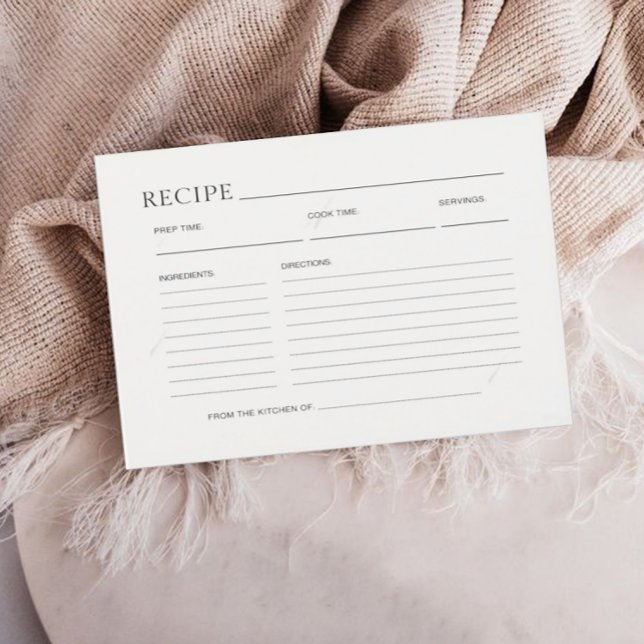 Soft Ivory Minimalist Bridal Shower Recipe Card (Creator Uploaded)