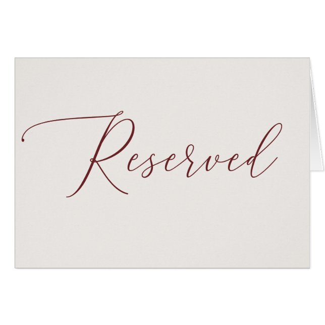 Soft Ivory Minimalist Script Reserved Wedding Sign (Front Horizontal)