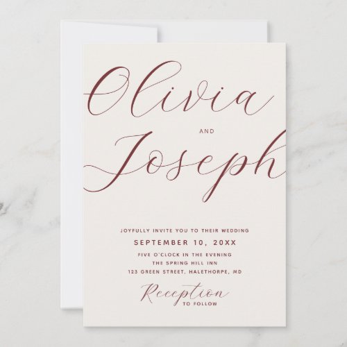 Soft Ivory Modern Script Wedding | Photo & QR Code Invitation