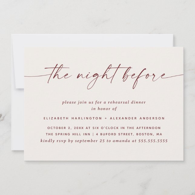 Soft Ivory Rehearsal Dinner | The Night Before Invitation (Front)
