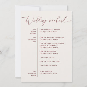 Soft Ivory Wedding Itinerary   Weekend Timeline Invitation