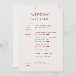 Soft Ivory Wedding Timeline   Minimalist Itinerary Invitation