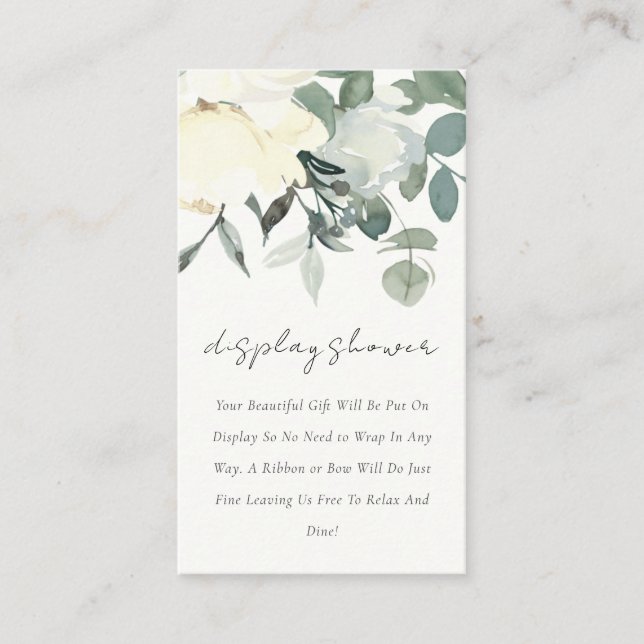 SOFT IVORY WHITE FLORAL BUNCH DISPLAY BABY SHOWER ENCLOSURE CARD (Front)