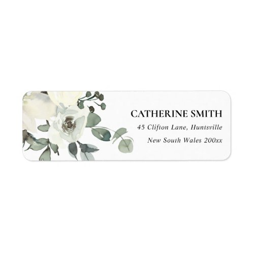 SOFT IVORY WHITE FLORAL WATERCOLOR BUNCH ADDRESS LABEL