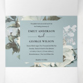 SOFT IVORY WHITE FLORAL WATERCOLOR BUNCH WEDDING Tri-Fold INVITATION (Inside Middle)
