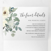 SOFT IVORY WHITE FLORAL WATERCOLOR BUNCH WEDDING Tri-Fold INVITATION (Inside First)