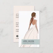 SOFT IVORY WHITE GREY WEDDING GOWN BRIDAL DRESS BUSINESS CARD (Front/Back)