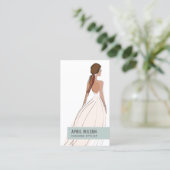 SOFT IVORY WHITE GREY WEDDING GOWN BRIDAL DRESS BUSINESS CARD (Standing Front)
