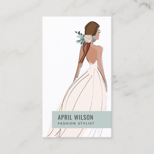 SOFT IVORY WHITE GREY WEDDING GOWN BRIDAL DRESS BUSINESS CARD