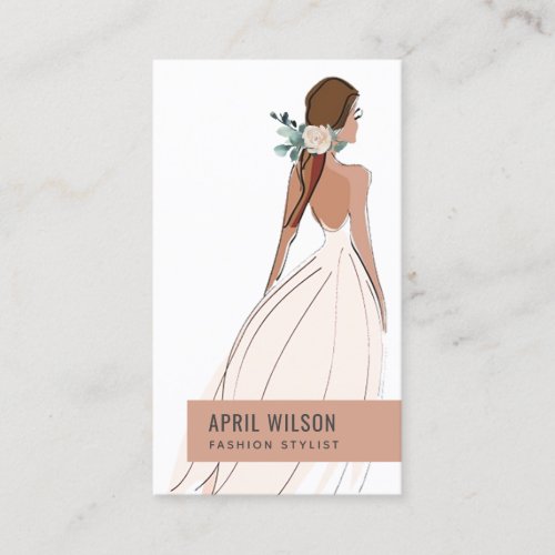 SOFT IVORY WHITE RUST WEDDING GOWN BRIDAL DRESS BUSINESS CARD