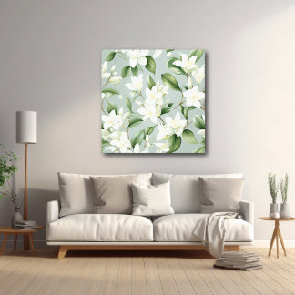 Soft Jasmine Floral Elegance Accent Canvas Print