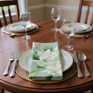 Soft Jasmine Floral Elegance Accent Cloth Napkin