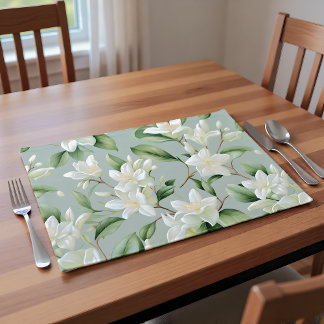 Soft Jasmine Floral Elegance Accent Cloth Placemat