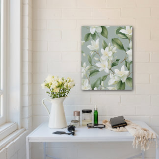 Soft Jasmine Floral Elegance Accent Faux Canvas Print