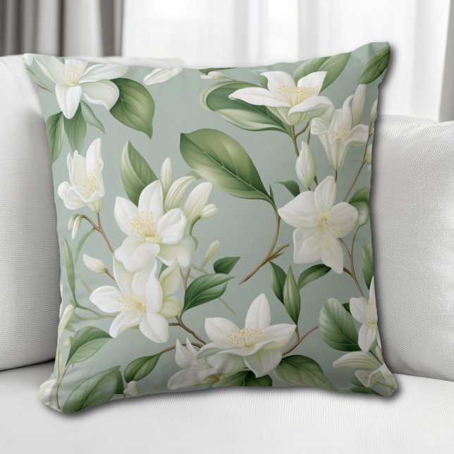 Soft Jasmine Floral Elegance Accent Throw Pillow (Creator Uploaded)