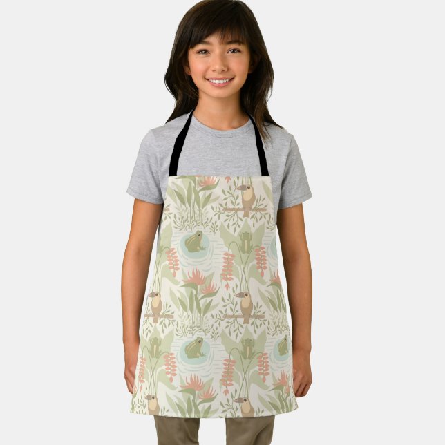  Soft Jungle Frogs & Birds Apron (Insitu)