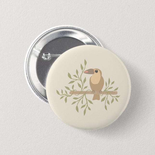  Soft Jungle Frogs & Birds Button (Front & Back)
