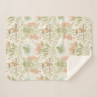Soft Jungle Frogs & Birds Sherpa Blanket