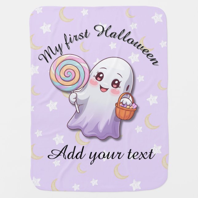 Soft Kawaii Ghost Baby Blanket (Front)