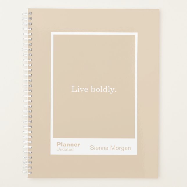 Soft Khaki/Beige Block Quote | Fully Customizable Planner (Front)