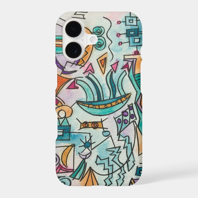 Soft Landing-Retro Geometric Abstract Art Case-Mate iPhone Case (Back)
