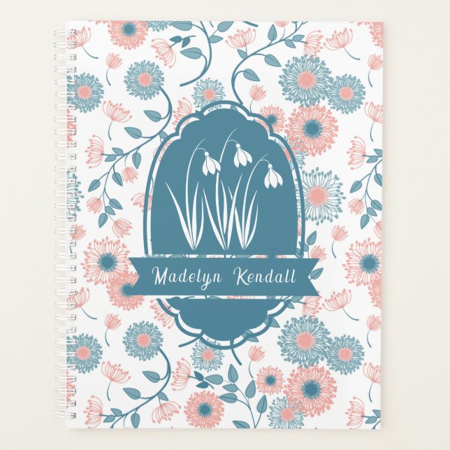 Soft Laurentian Floral Custom Name Planner (Front)