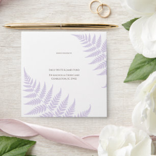 Soft Lavender Fern Addressed Square Wedding Envelope