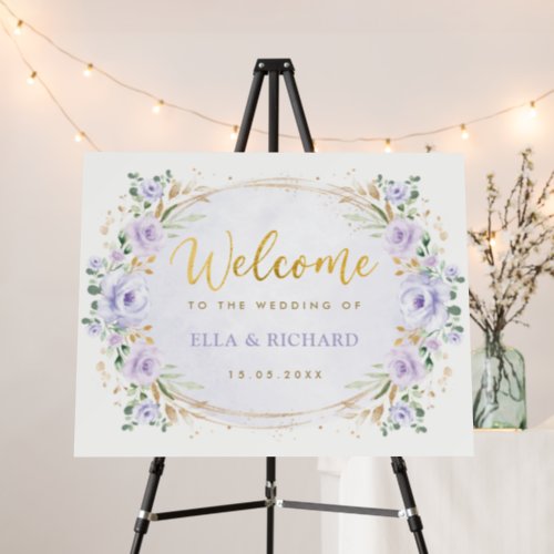 Soft Lavender Floral Wreath Wedding Welcome Foam Board
