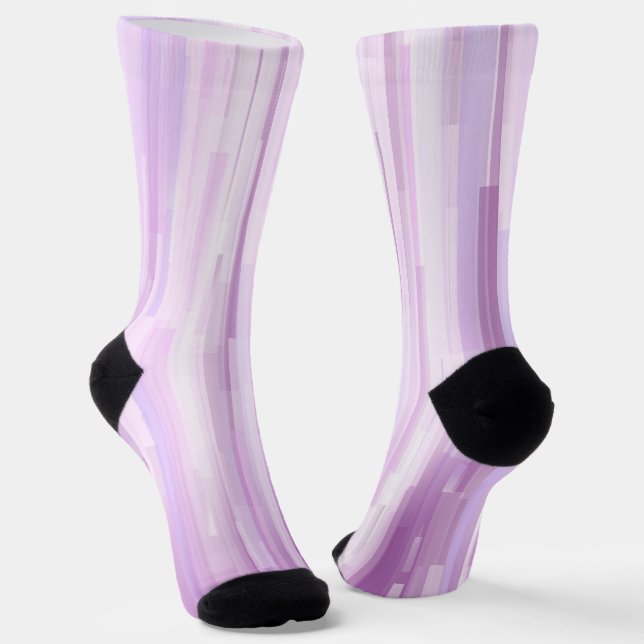 Soft Lavender Geometric Stripe Socks (Angled)