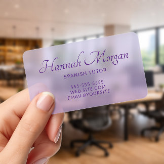 Soft Lavender Ombre Clear Business Cards
