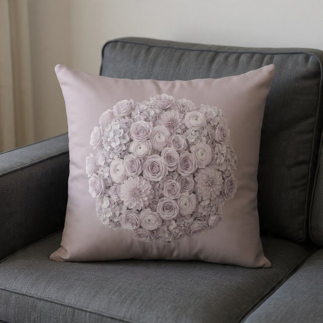 Soft Lavender & Pale Grey Floral Throw Pillow (Creator Uploaded)