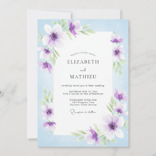 Soft Lavender Periwinkle Petal Wedding Invitation